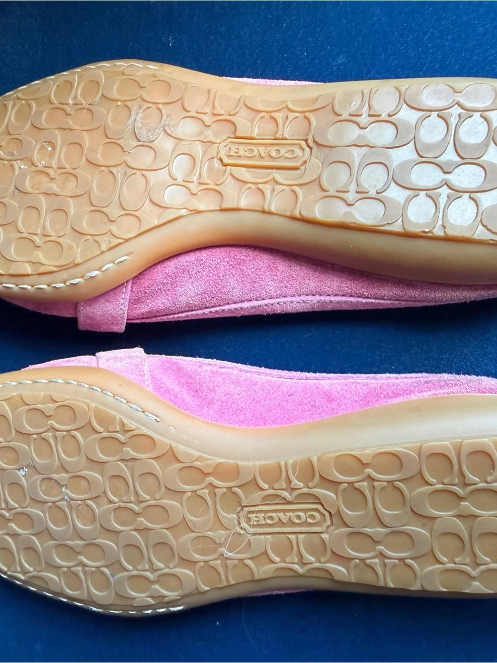 Coach Pink Randy Suede Loafers with Signature Ring Detail